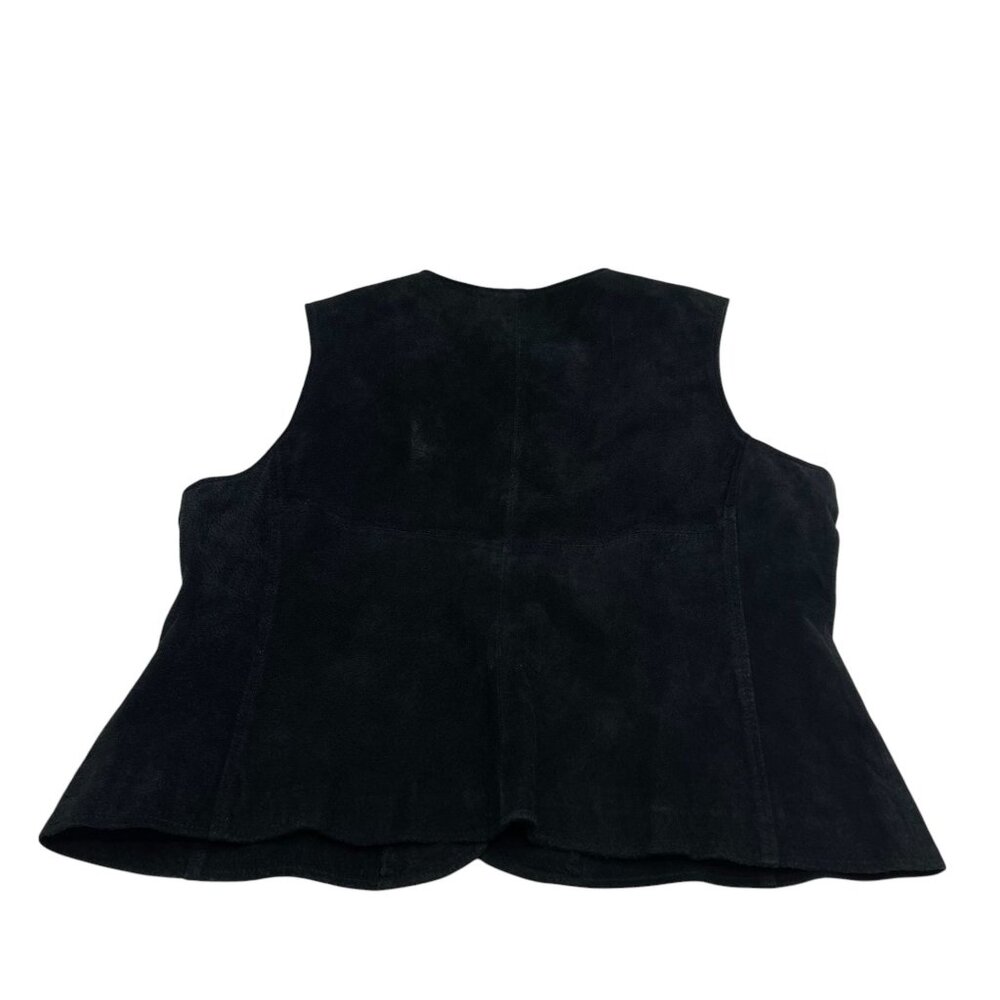Vintage Outbrook Black Suede Leather Vest Size Large 12/14 Western Style Lined - Picture 7 of 10